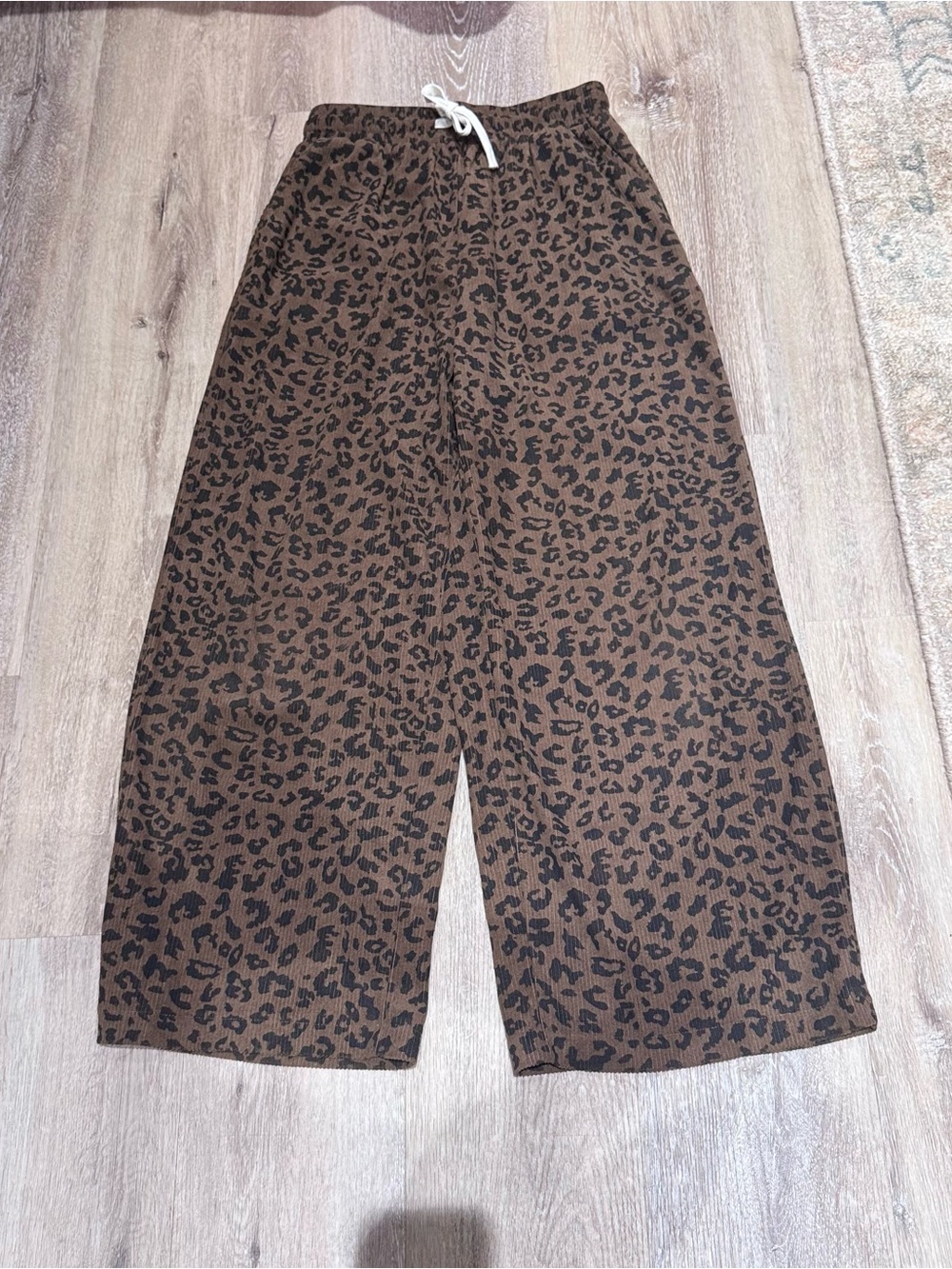 Leopard Print Wide Leg Pants — Brown/Black